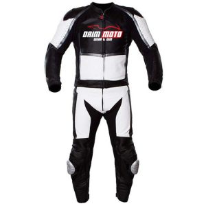 Daim Moto Jet Black Motorbike Racing Leather suit One piece or Tow piece #DM-JB1