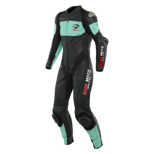 Daim Moto-Motorbike-Suit-Black-Aqua-front