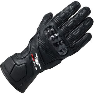 Daim Moto Black / Black Leather Gloves